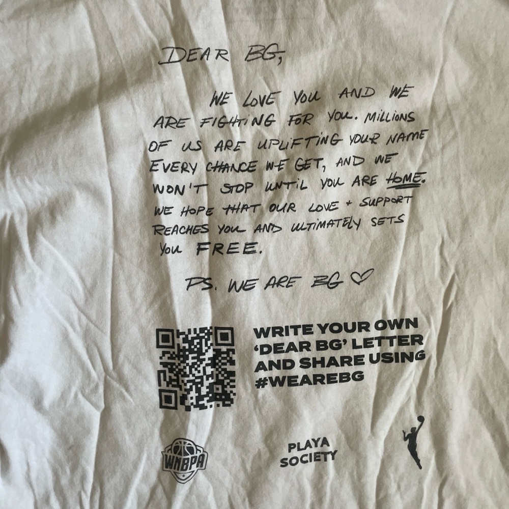 Britnney Griner prison l/s shirt write a letter to B.G tshirt XL - Picture 9 of 9